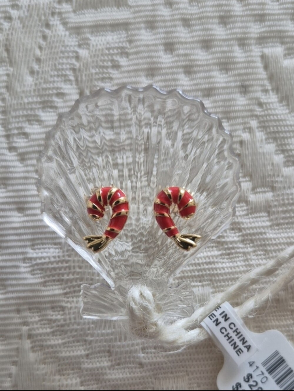 Anthropologie Summer Icon Dainty Shimp Stud Earrings, New With Tags